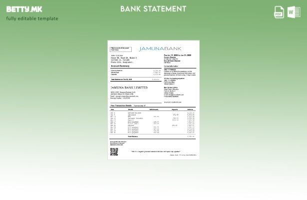 модерен стил Бангладеш Јамуна банка шаблон за зборови за сметката